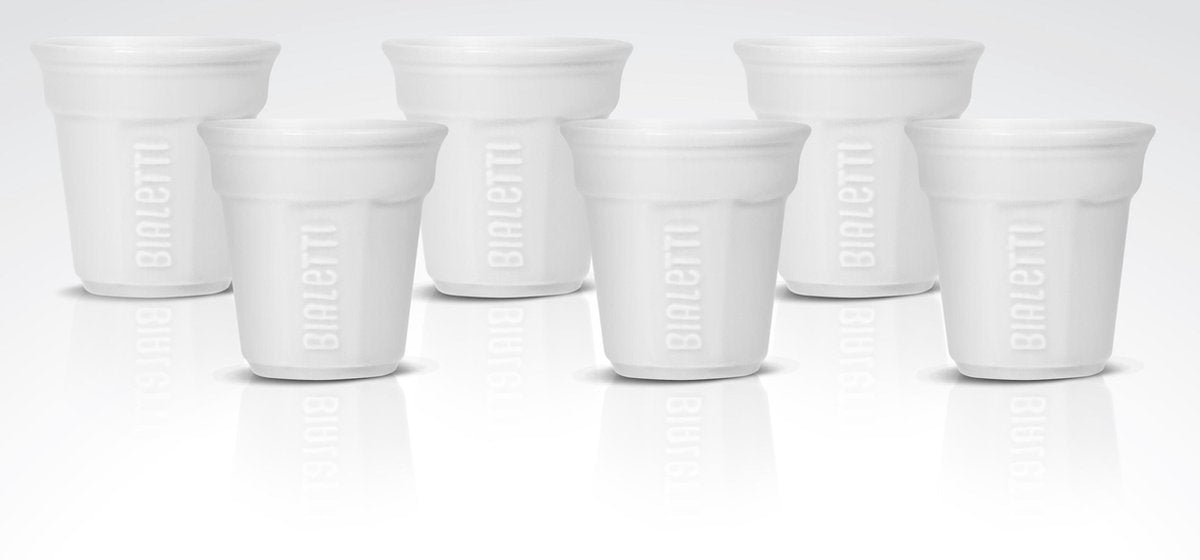 Bialetti - espressobekers - set van 6 - wit