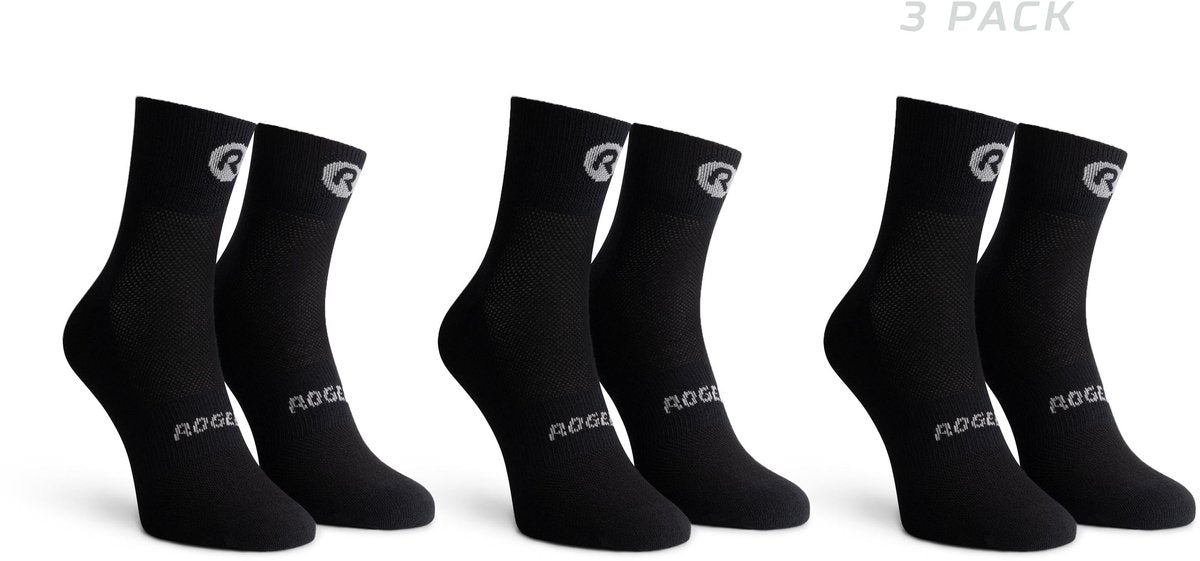 Rogelli core dames en heren 3 pack fietssokken - vochtregulerend - zwart