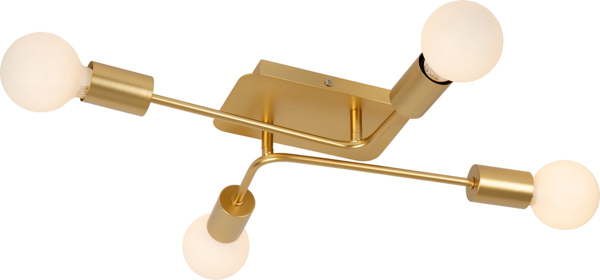 Lucide lester - plafonnière (plafondlamp) - 4xe27 - mat goud messing