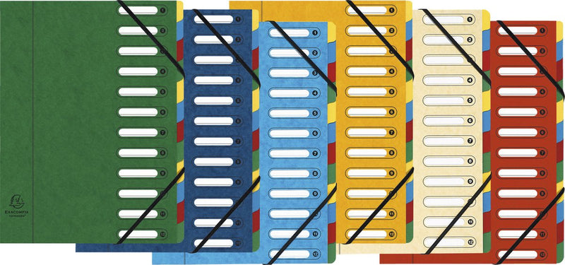 Exacompta sorteermap harmonika® met uitrekbare rug en uitgesneden vensters - 12 indelingen - geassorteerd - 5312e