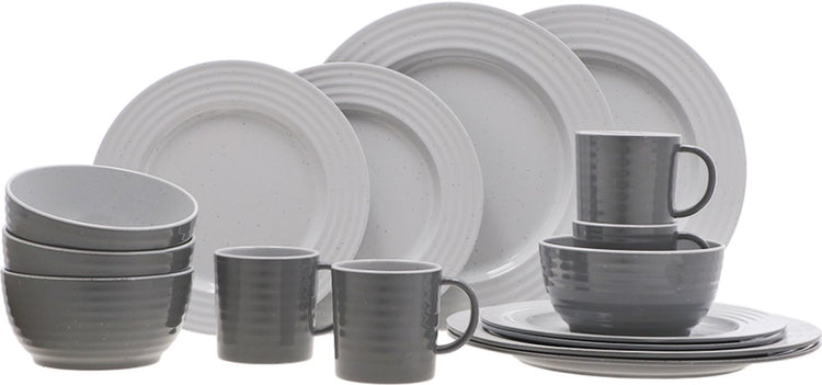 Travellife rota camping serviesset grey 16-delig - stevig en krasbestendig melamine - vaatwasmachinebestendig