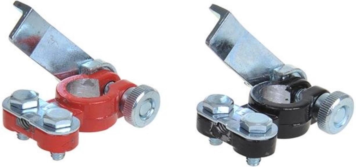 Proplus set van 2 accupoolklemmen met snelsluiting – voor 12-24v accu en 4-6awg kabel – plus en min – rood zwart