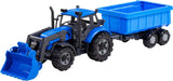 Cavallino tractor met lader en aanhang kiepwagen blauw, schaal 1:32 - afbeelding 1