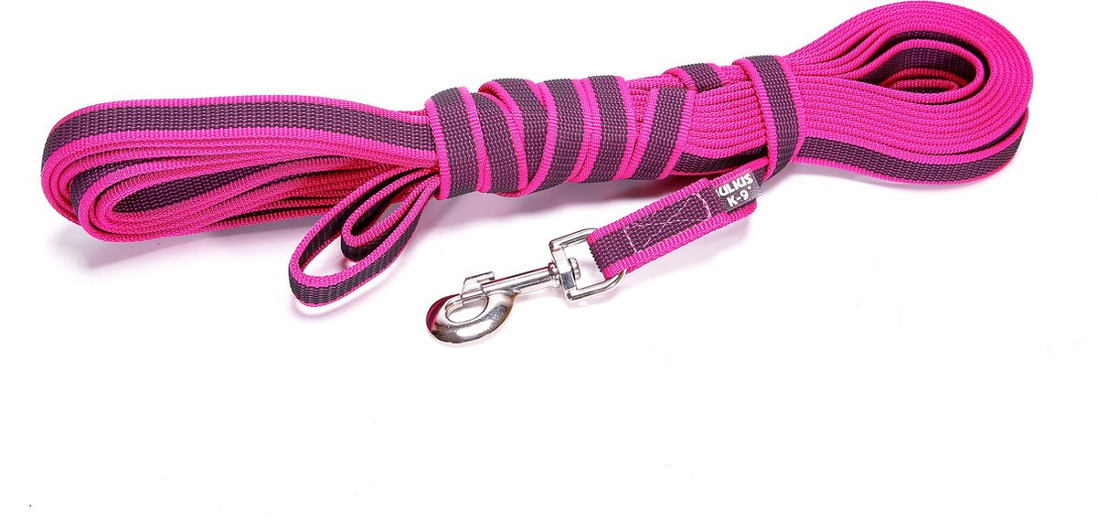 Julius k9 - antislip lijn - 10meter - 20mm - met handvat - roze