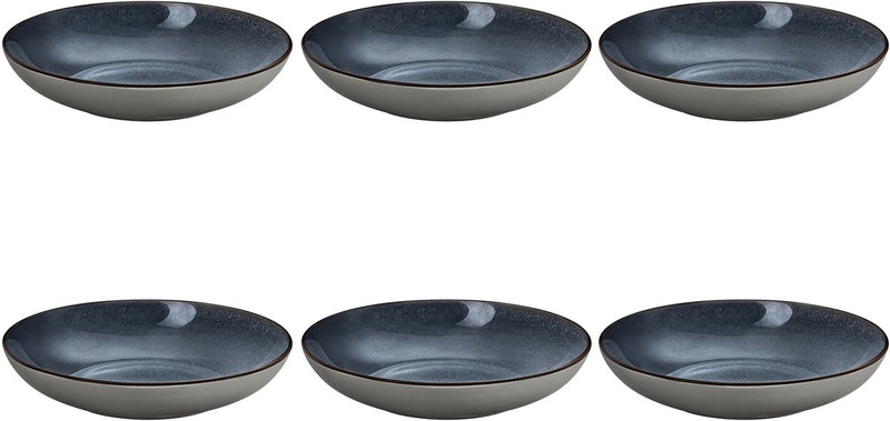 Medard de noblat - feeling indigo - diep bord 24.5 cm - 6 delig - stoneware