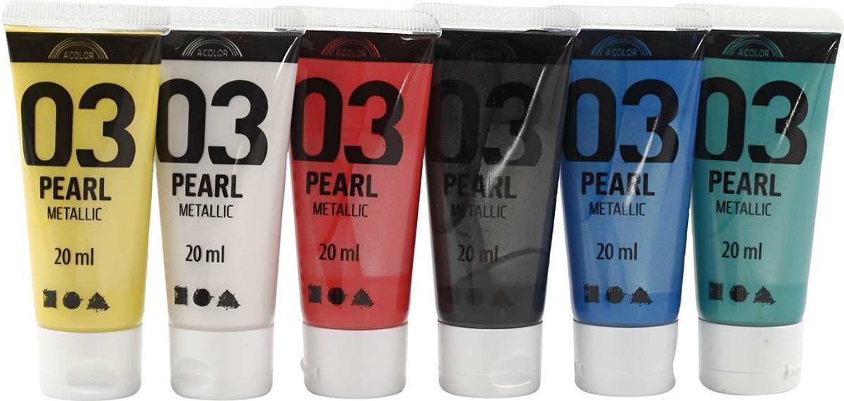 A-color acrylverf, 6x20 ml, kleuren assorti