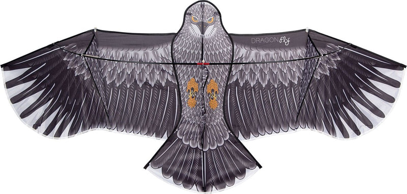 Dragon fly vlieger - arend - zwart grijs - 180 x 80 cm - vanaf 6 jaar