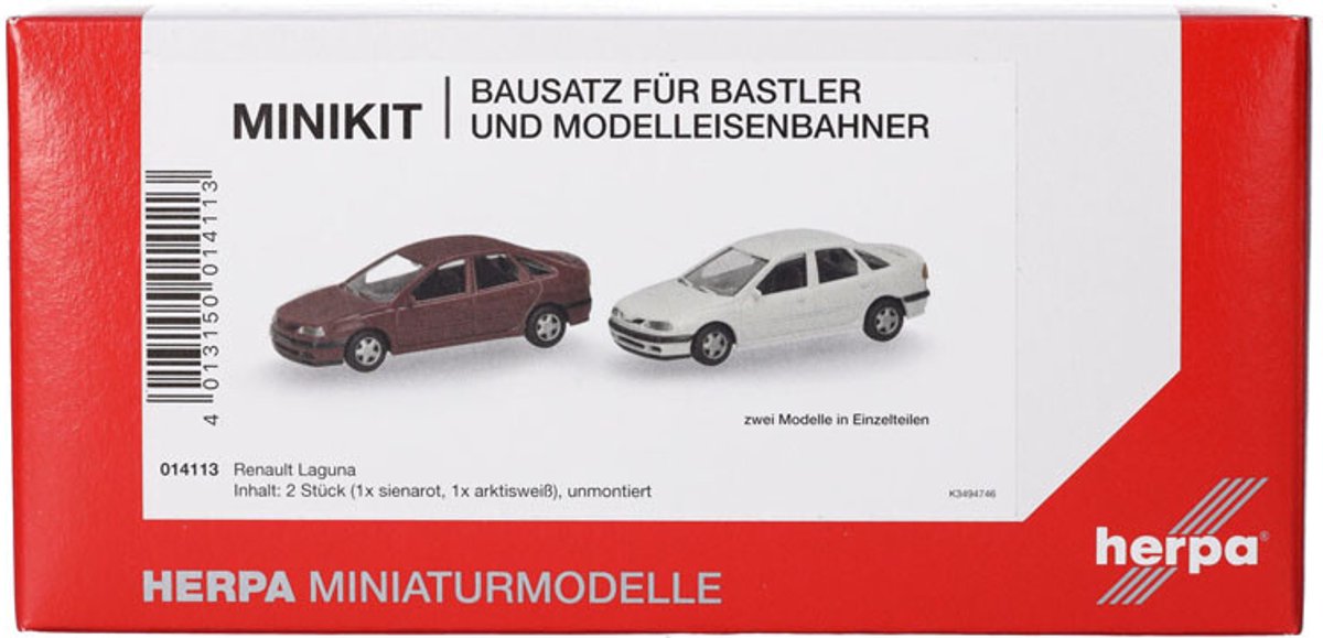 Herpa renault laguna, rood wit (minikit 2 st.)