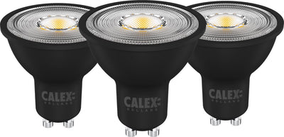 Calex led lamp - 3 stuks - 3x gu10 spot - inbouwspots - dimbaar - zwart - warm wit licht - 5w