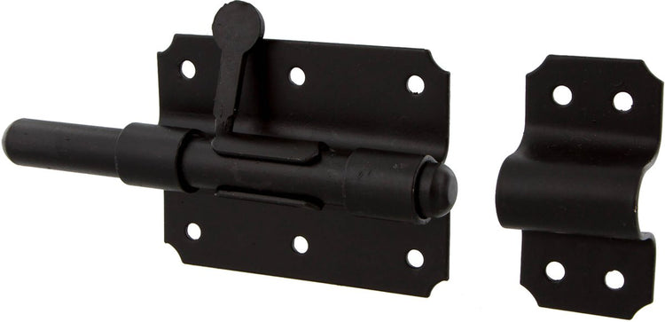 Starx plaatgrendel - met ronde schoot - sluitlus en sluitplaat - 90 x 65 mm - zwart gelakt