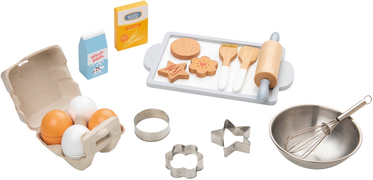 Lelin toys lelin® houten bakset 13 delig – houten speelgoed voor rollenspel en bakken – keukenspeelgoed – vanaf 3 jaar