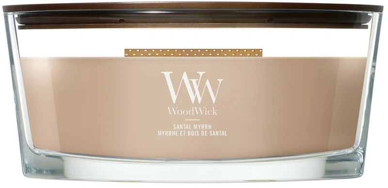 Woodwick heartwick flame ellipse geurkaars - santal myrrh - 50 branduren
