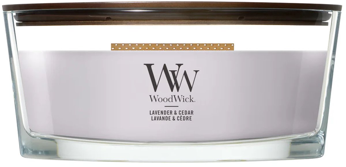 Woodwick heartwick flame ellipse geurkaars lavender cedar - 50 branduren