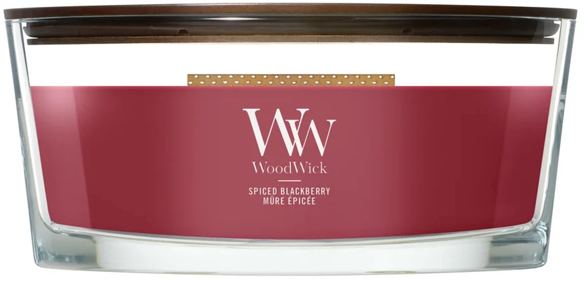 Woodwick heartwick flame ellipse geurkaars - spiced blackberry - 50 branduren