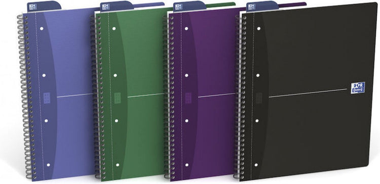 Oxford spiraalblok essentials a4+ 90vel 4-gaats ruit 5mm assorti
