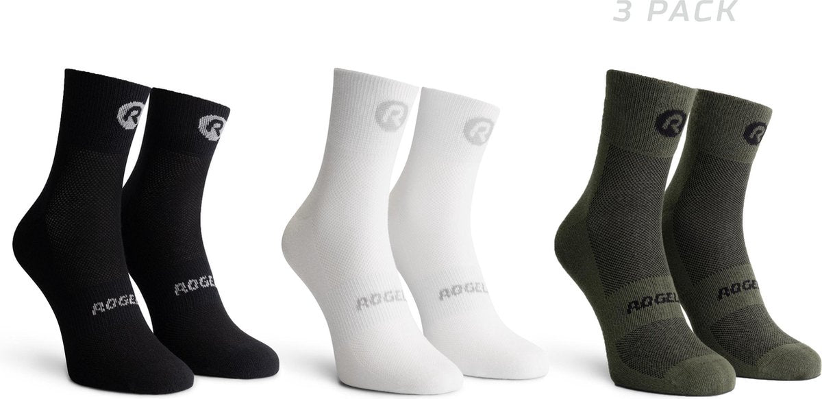 Rogelli core combi dames en heren 3 pack fietssokken - zwart wit