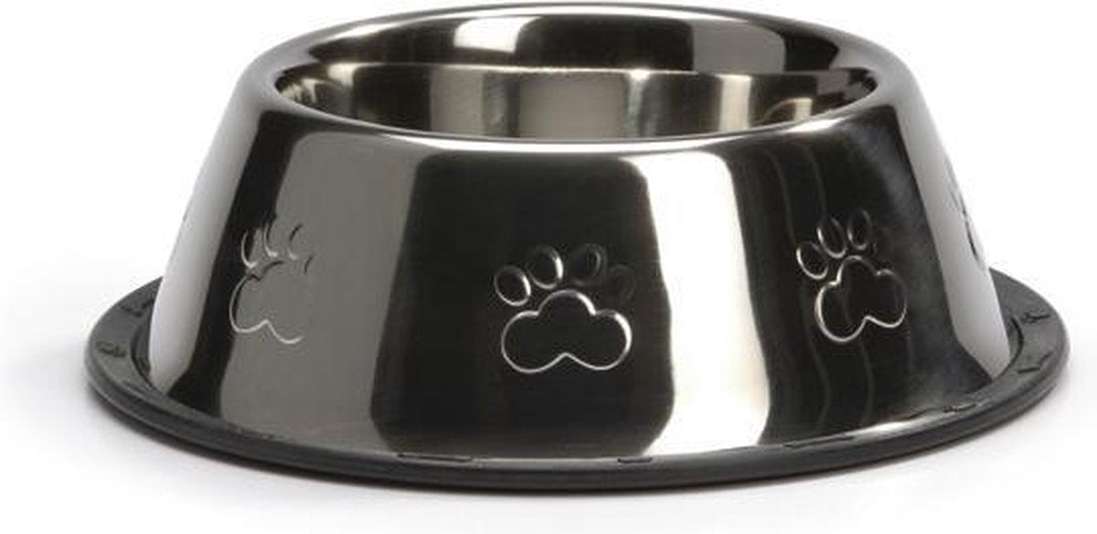 Beeztees steeldish - hondenvoerbak - antislip - 0,9l