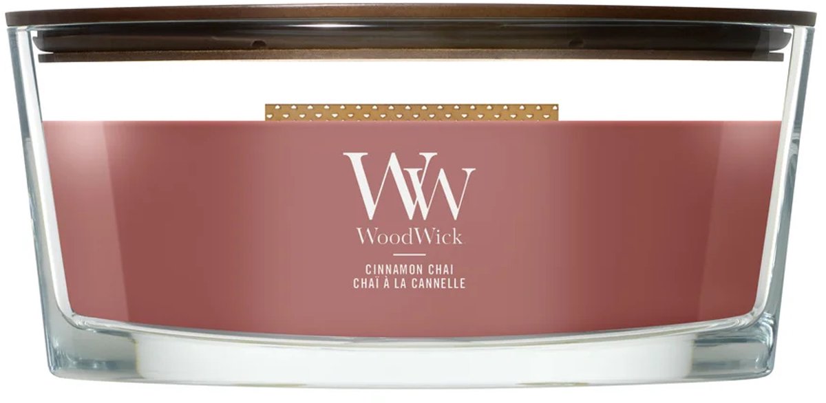 Woodwick heartwick flame ellipse geurkaars - cinnamon chai - 50 branduren