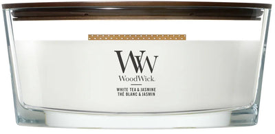 Woodwick heartwick flame ellipse geurkaars - white tea jasmine - 50 branduren