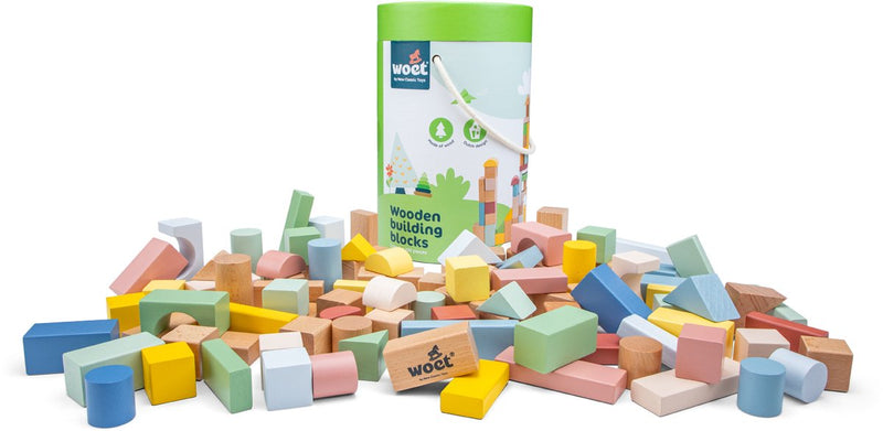 Woet ® houten bouwblokken set - 100-delige blokkendoos - educatief speelgoed - stimuleert creativiteit - vanaf 18 maanden