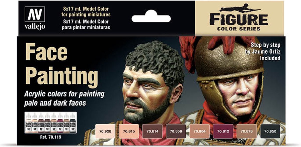 Vallejo model color face painting set - 8 kleuren - 17ml - 70119