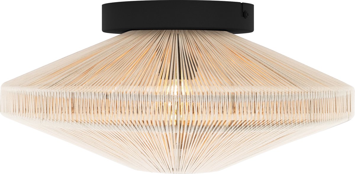 Eglo midsumer plafondlamp - e27 - ø 38 cm - zwart crème - textiel