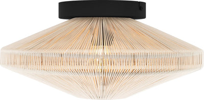 Eglo midsumer plafondlamp - e27 - ø 38 cm - zwart crème - textiel
