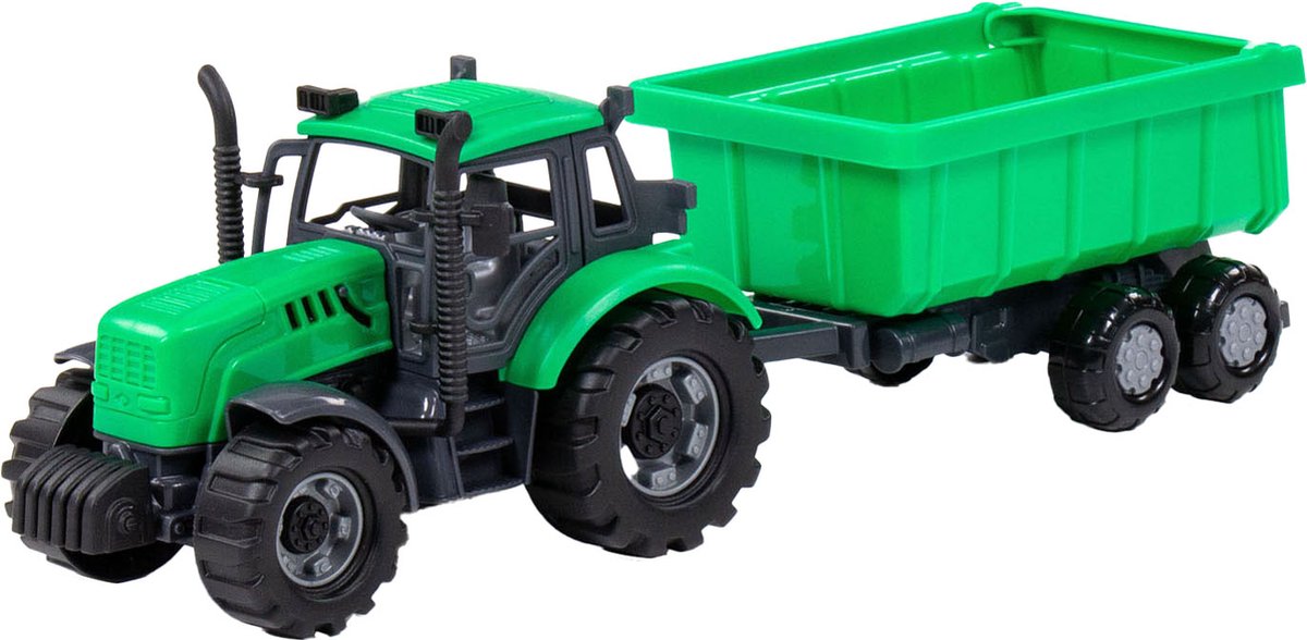 Cavallino tractor met kiepwagen aanhangwagen groen, schaal 1:32