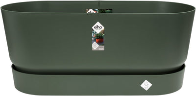 Elho greenville terrace trough met wielen - plantenbak met waterreservoir - 100% gerecycled plastic - l78 x b35 x h33.5 cm - blad groen