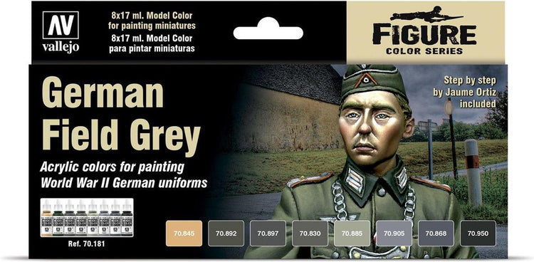Vallejo model color german field grey - 8 kleuren - 17ml - 70181