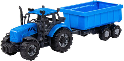 Cavallino tractor met kiepwagen aanhangwagen blauw, schaal 1:32