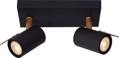 Lucide grony - plafondspot (plafondlamp) - led dim to warm - gu10 - 2x5w 2200k 3000k - zwart