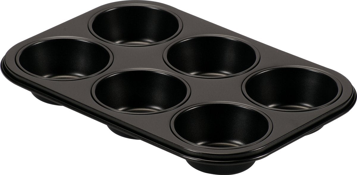 Basic culinair muffinvorm 6 cups – pfas-vrije bakvorm – carbon staal – voor cupcakes en muffins