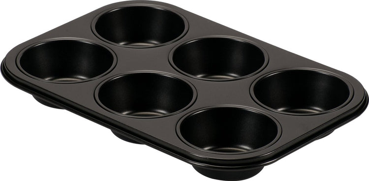 Basic culinair muffinvorm 6 cups – pfas-vrije bakvorm – carbon staal – voor cupcakes en muffins