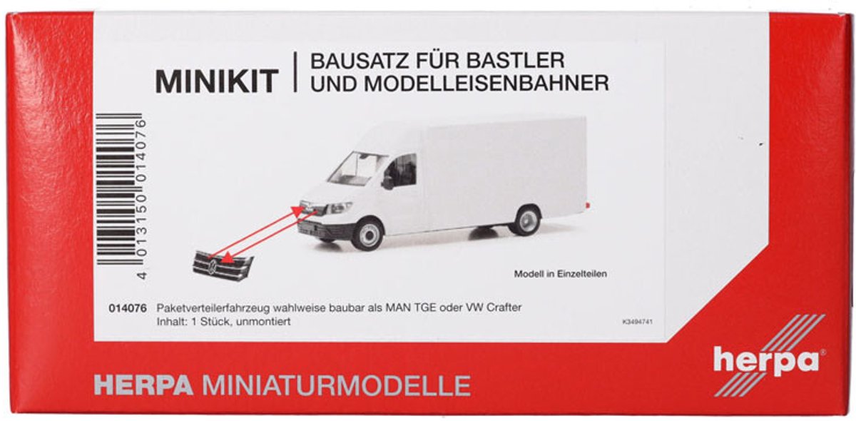 Herpa man tge vw crafter, wit (minikit)