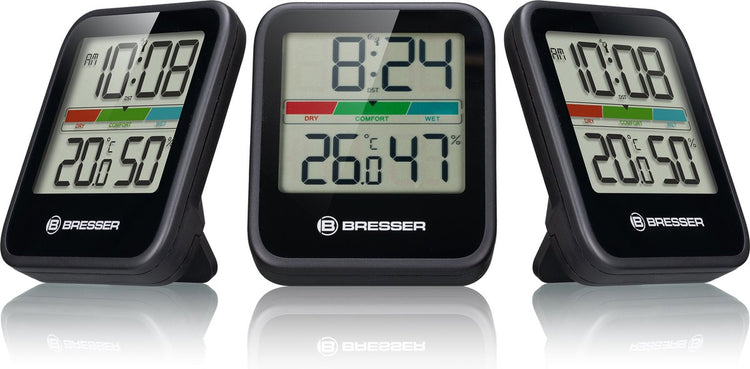 Bresser weerstation - climate monitor thermo- hygrometer dcf - set van 3 - zwart