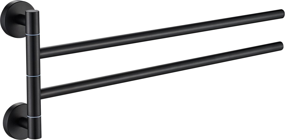 Plieger vigo handdoekhouder – handdoekhouder badkamer 45 cm – dubbel – rvs – wandmontage – 10 jaar garantie – mat zwart