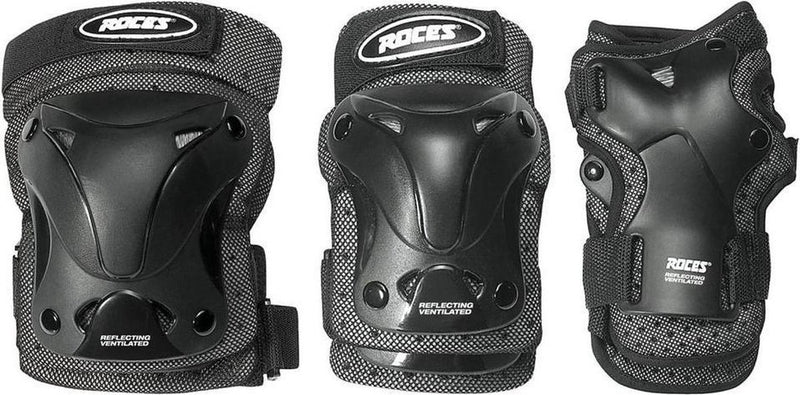 Roces – ventilated skatebescherming 3-pack – extra luchtig lichtgewicht – volwassenen – zwart – maat xl