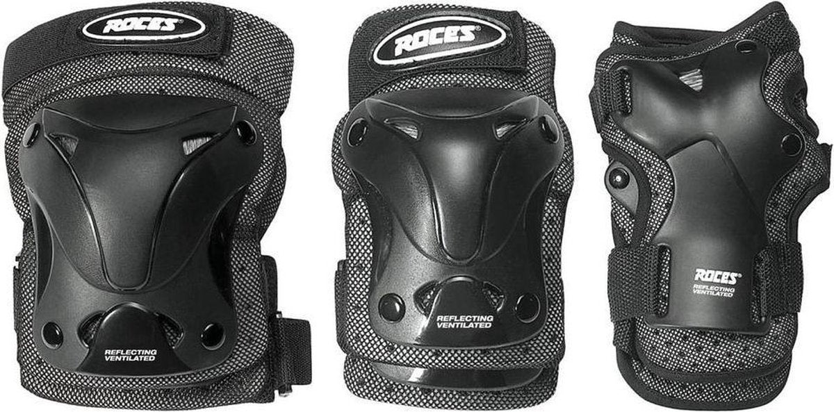 Roces - ventilated skatebescherming 3-pack - extra luchtig lichtgewicht - volwassenen - zwart - maat m