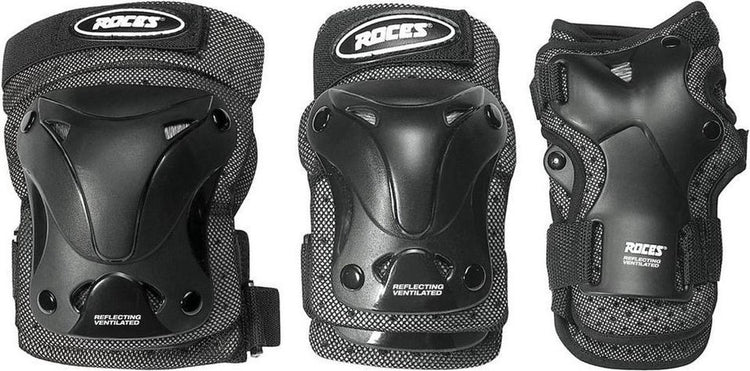 Roces - ventilated skatebescherming 3-pack - extra luchtig lichtgewicht - volwassenen - zwart - maat m