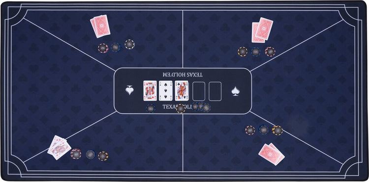 Engelhart pokerkleed blauw 120x60 cm - polyester rubber - glad speeloppervlak - poker dobbel accessoire -