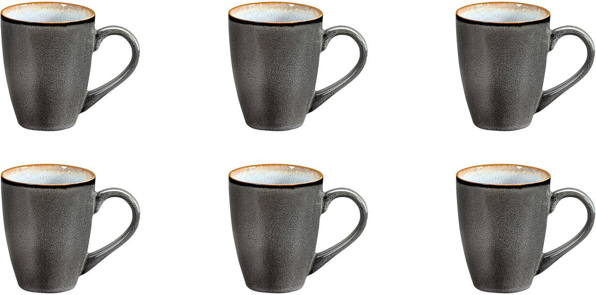 Medard de noblat - shadow aqua - beker 30 cl - 6 delig - stoneware