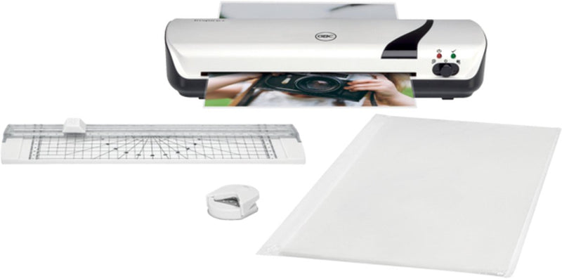 Gbc lamineerapparaat inspire+ - wit - a4 - 25 micron met hobby kit, incl. 1x hoekafronder, 1x papier rolsnijmachine en een starterpakket met 5x a4 lamineerhoezen.