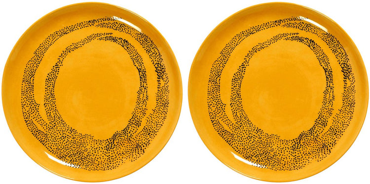 Serax - ottolenghi feast - bord m - geel zwart - 22 ø - 2 stuks