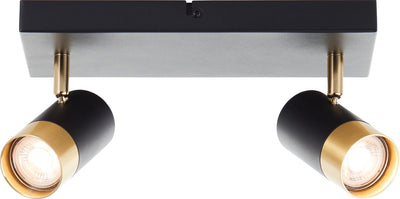 Brilliant vigolo - plafondspot - gu10 2x5w - 3000k - zwart goud