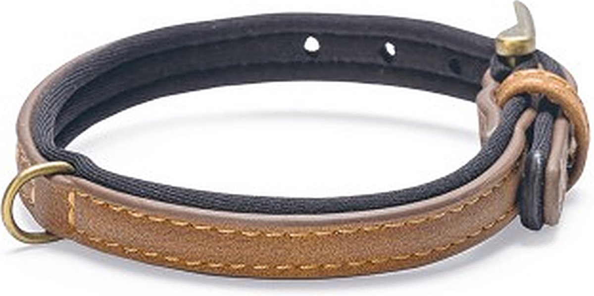 Beeztees balacron ax - halsband hond - kunstleer - bruin - 21-26 cm x 10 mm