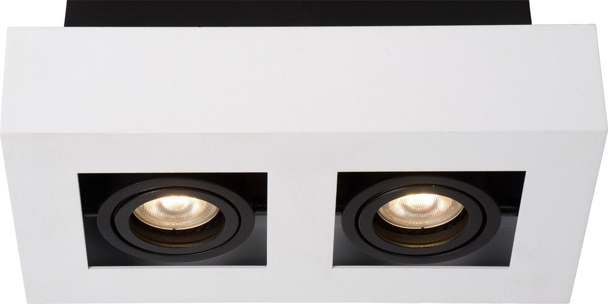 Lucide xirax - plafondspot (plafondlamp) - led dim to warm - gu10 (mr16) - 2x5w 2200k 3000k - wit