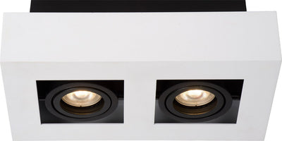Lucide xirax - plafondspot (plafondlamp) - led dim to warm - gu10 - 2x5w 2200k 3000k - wit