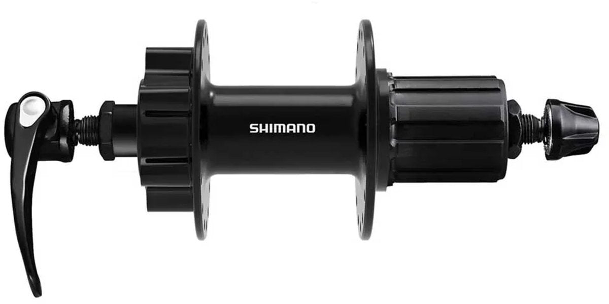 Shimano fh-qb400-hm achternaaf 135 mm – 6-gaats schijfrem, hg vrijloop, snelspanner, zwart