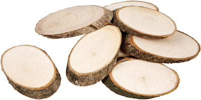 Creotime houten schijf met bast, 8 mm, 20 stuk